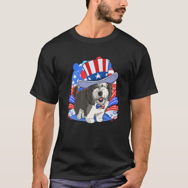 Sheepadoodle Patriotic Uncle Sam 4th Of July Ameri T-Shirt (Front)