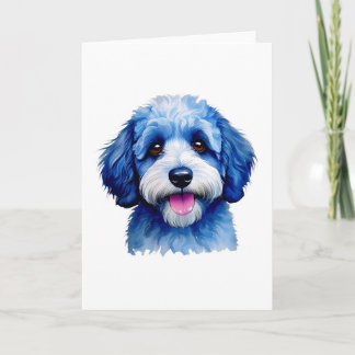 Sheepadoodle puppy smiling in blue! thank you card