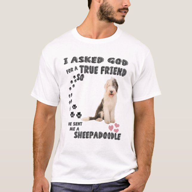 Sheepadoodle Quote Mom Sheepdogpoo Dad, Cute Sheep T-Shirt (Front)