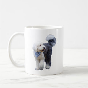 Sheepadoodle With Blue Chequered Scarf Coffee Mug