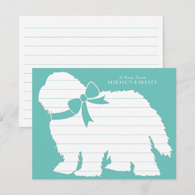 Sheepdog Puppy Old English Sheep Dog Thank You Card (Front/Back)