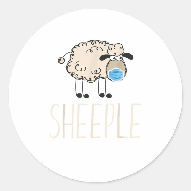 Sheeple sheep wear mask funny TShirt Classic Round Sticker (Front)