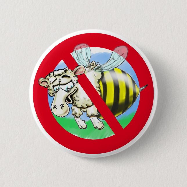 Sheeplebee forbidden 2 inch round button (Front)