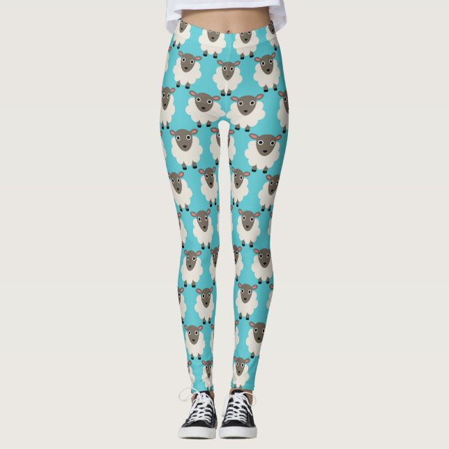 Sheeps seamless pattern leggings (Front)
