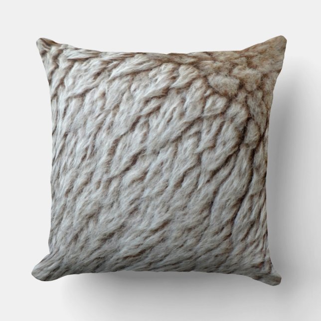 Sheep's Wool Abstract Nature Photo Throw Pillow (Front)