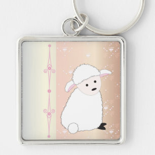 Sheepy On Pink Keychain