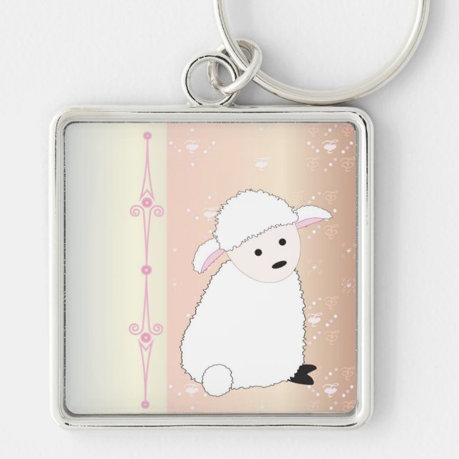 Sheepy On Pink Keychain (Front)