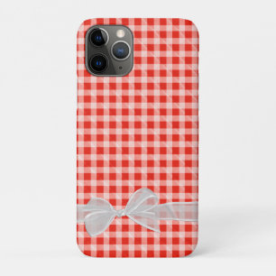 sheer bow on red and white gingham iPhone 11 pro case