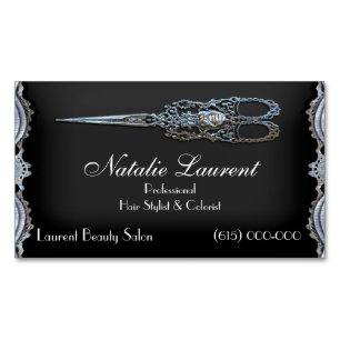Sheer Chic Vintage Scissor Stylist Magnetic Magnetic Business Card