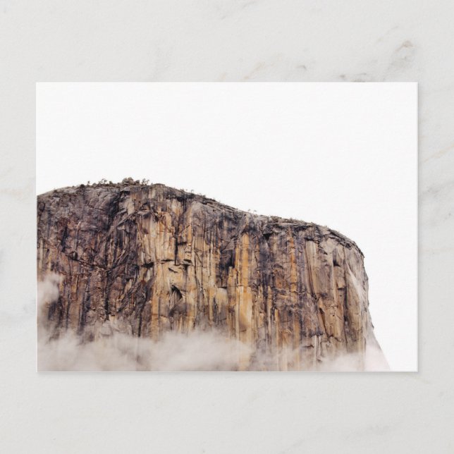 Sheer cliff rising above clouds postcard (Front)
