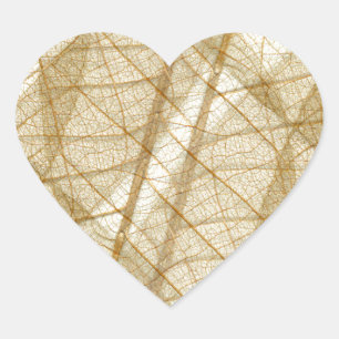 Sheer Cream Beige Lace Leaves Heart Sticker