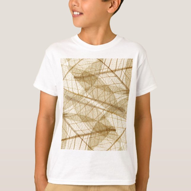 Sheer Cream Beige Lace Leaves T-Shirt (Front)