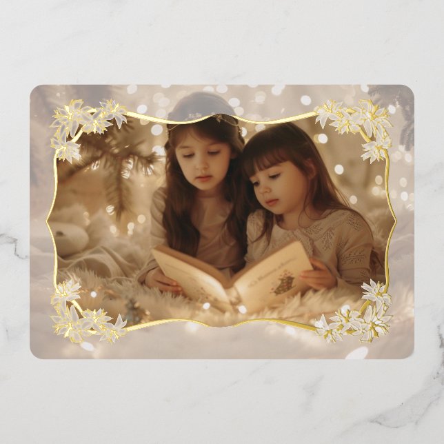 Sheer Floral Lace Holiday Card (Front)