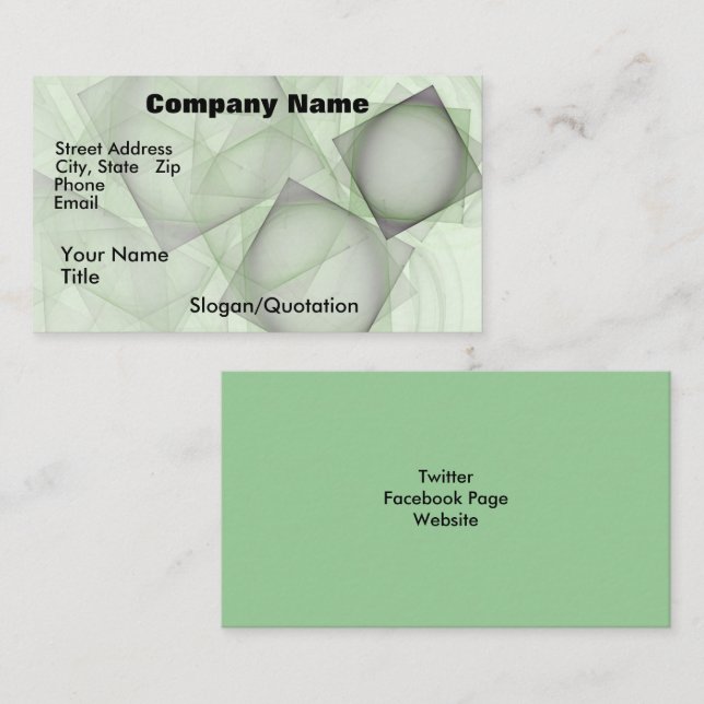 Sheer Green Abstract Tile Artwork Template Business Card (Front/Back)