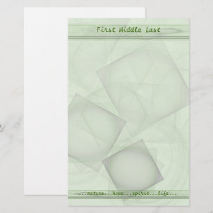 Sheer Green Geometric Tiles Personalized Stationery