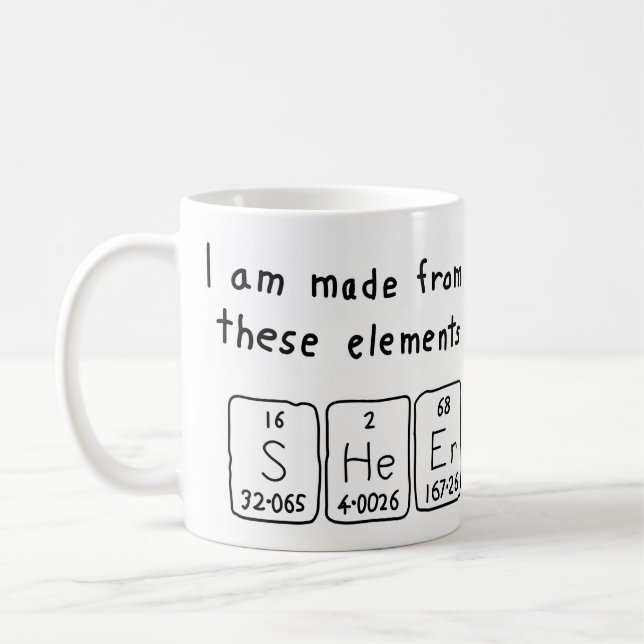Sheer periodic table name mug (Left)