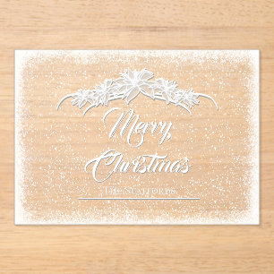 Sheer Poinsettia Lace Acrylic Holiday Card  Invitations