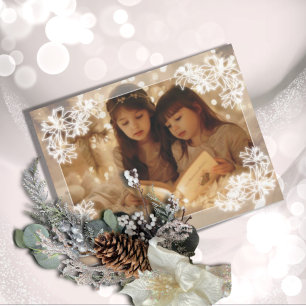 Sheer Poinsettia Lace Flat Holiday Card