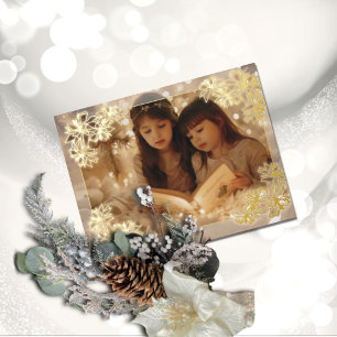 Sheer Poinsettia Lace Holiday Postcard