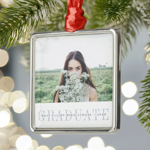 Sheer Stripe   Graduation Photo Metal Ornament