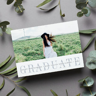 Sheer Stripe   Photo Graduation Announcement Card