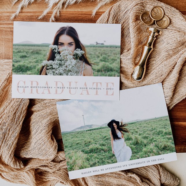Sheer Stripe | Two Photo Graduation Announcement (Creator Uploaded)