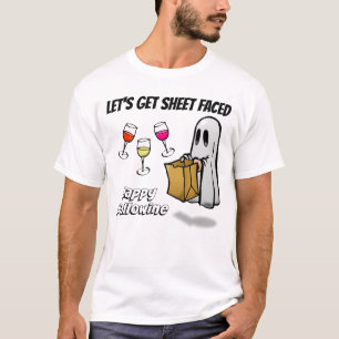 Sheet Faced Ghost Happy Hallowine T-Shirt