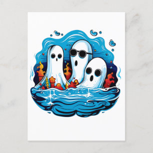 Sheet faced ghosts for Halloween Postcard
