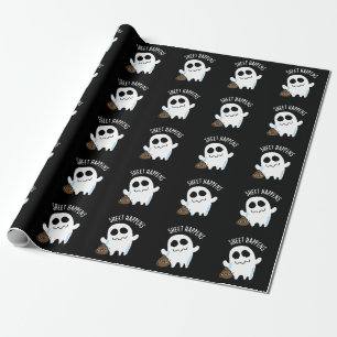 Sheet Happens Funny Ghost Pun Dark BG Wrapping Paper