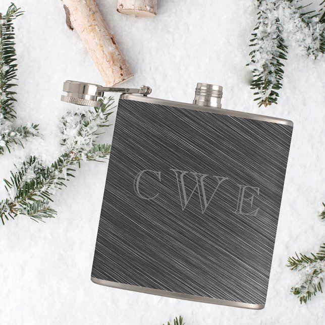 Sheet Metal Engraved Look Monogrammed Initial Hip Flask (Creator Uploaded)