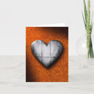 Sheet Metal Heart on Rust Background Greeting Card