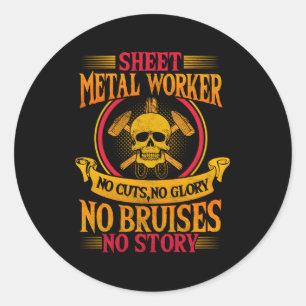 Sheet Metal Worker On Back Of Classic Round Sticker