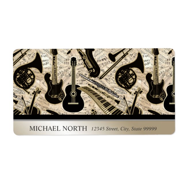 Sheet Music and Instruments Black/Gold (Front)