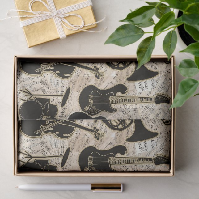 Sheet Music and Instruments Black/Gold ID481 (Gift)