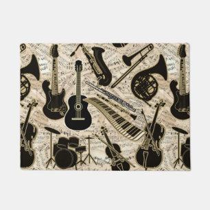 Sheet Music and Instruments Black/Gold ID481 Doormat