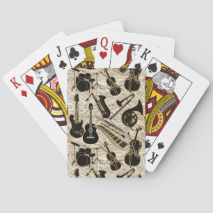 Sheet Music and Instruments Black/Gold ID481 Playing Cards