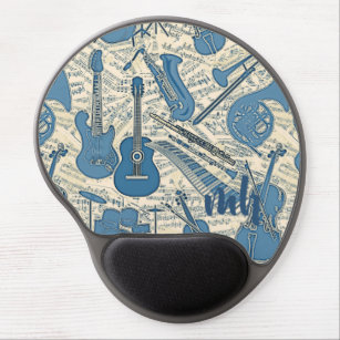 Sheet Music and Instruments Blue/Ivory ID481 Gel Mouse Pad