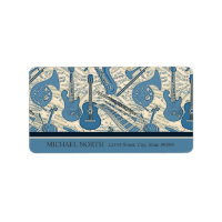 Sheet Music and Instruments Blue/Ivory ID481