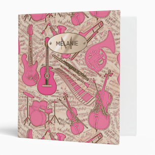 Sheet Music and Instruments Pink/Ivory ID481 Binder