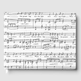 Sheet Music Black and White Pattern Guest Book