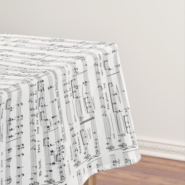 Sheet Music Black and White Pattern Tablecloth (In Situ)