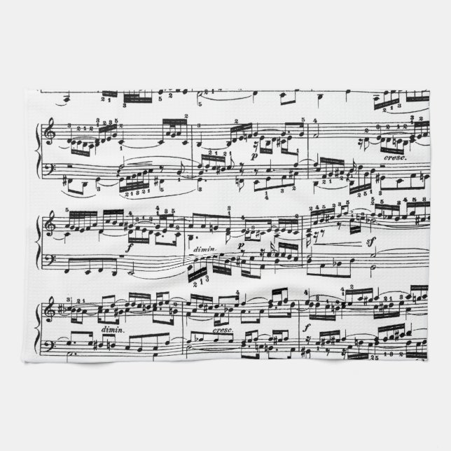 Sheet Music by Bach Kitchen Towel (Horizontal)