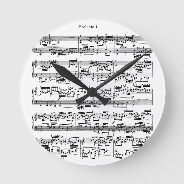 Sheet Music by Bach Round Clock (Front)