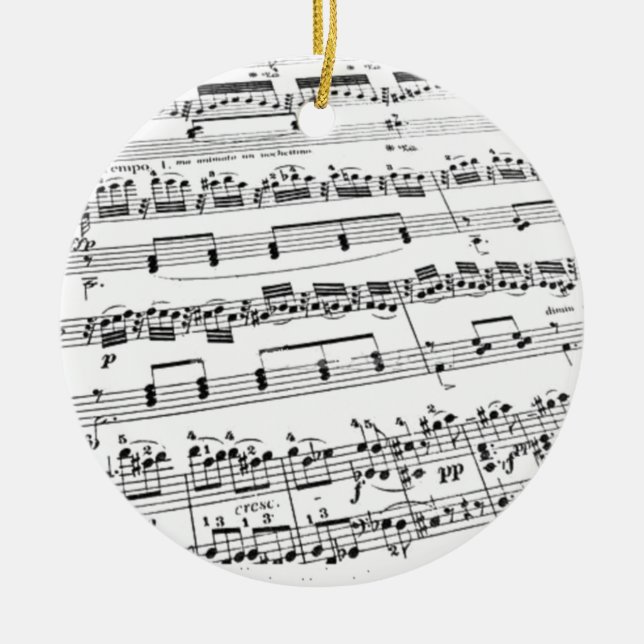 Sheet Music Ceramic Ornament (Front)