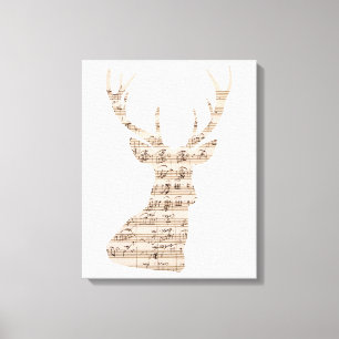 sheet music deer wrapped canvas