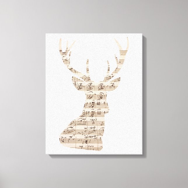 sheet music deer wrapped canvas (Front)