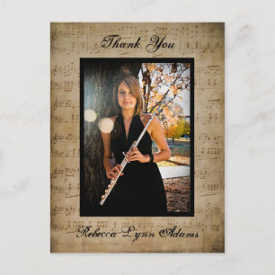 Sheet Music Graduation Thank You- Post Card