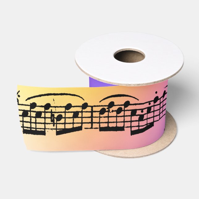 Sheet Music Holographic Rainbow Satin Ribbon (Spool)