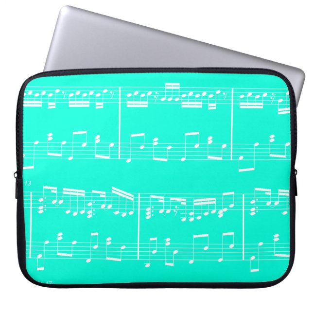 Sheet Music Laptop Case Turquoise (Front)