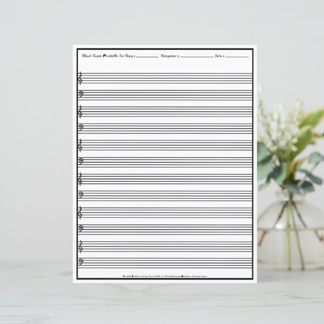 Sheet Music Manuscript Staff Line Clef Paper Sheet (Standing Front)